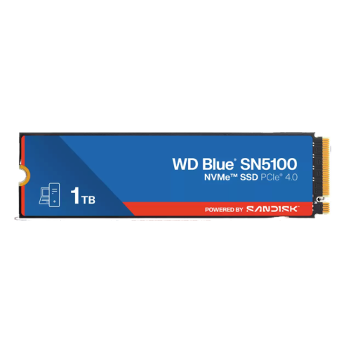 Твердотельные накопители/ WD SSD Blue SN5100, 1000GB, M.2(22x80mm), NVMe, PCIe 4.0 x4, TLC, R/W 5150/4900MB/s, TBW 600, DWPD 0.3 (12 мес.)