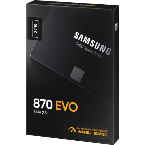 Samsung SSD 2TB 870 EVO, V-NAND 3-bit MLC, MGX, 2.5'' SATA 6Gb/s, R560/W530, IOPs 98000/88000