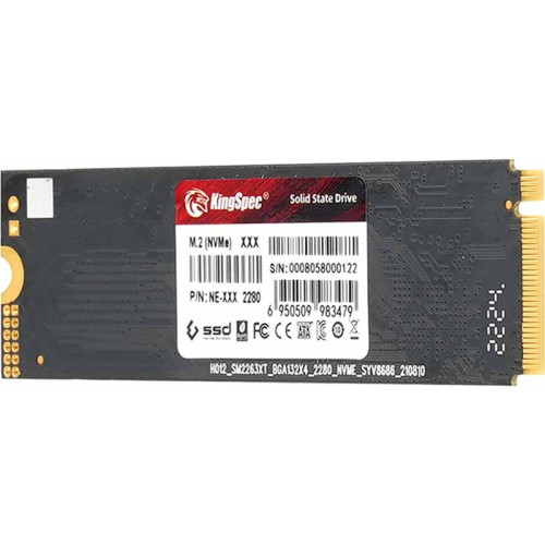Твердотельный накопитель/ Kingspec SSD NE-2TB 2280, 2048GB, M.2(22x80mm), NVMe, PCIe 3.0 x4, R/W 3000/1900MB/s, IOPs н.д./н.д., TBW 1000, DWPD 0.45 (3 года)
