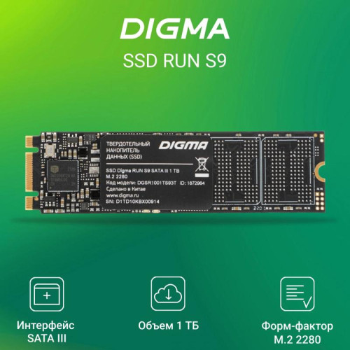 Твердотельный накопитель Digma SATA-III 1TB DGSR1001TS93T Run S9 M.2 2280 [DGSR1001TS93T]