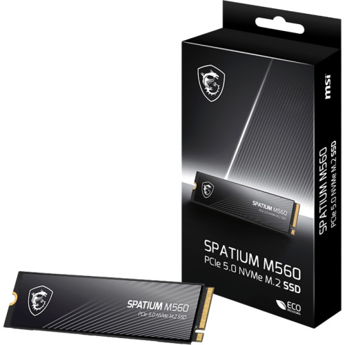 MSI SSD SPATIUM M560, 1000GB, M.2(22x80mm), NVMe, PCIe 5.0 x4, 3D TLC, R/W 10200/8400, IOPs 1 300 000/1 400 000,TBW 600, DWPD 0.32 (5 лет)