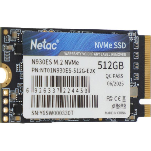 Твердотельный накопитель Netac PCIe 3.0 x2 512GB NT01N930ES-512G-E2X N930ES M.2 2242 [NT01N930ES-512G-E2X]