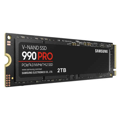 Твердотельные накопители Samsung SSD 990 PRO, 2000GB, M.2(22x80mm), NVMe 2.0, PCIe 4.0 x4, V-NAND TLC, R/W 7450/6900MB/s, IOPs 1 400 000/1 550 000, DRAM buffer 2048MB, TBW 1200, DWPD 0.33 (12 мес.)