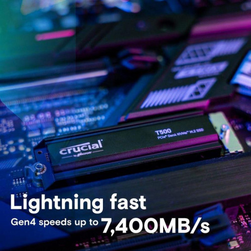 Твердотельный накопитель Crucial T500 2TB PCIe Gen4 NVMe M.2 SSD with heatsink CT2000T500SSD5