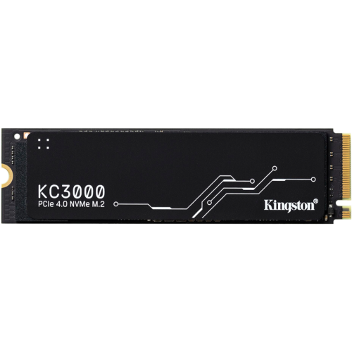 Твердотельный накопитель/ Kingston SSD KC3000, 4096GB, M.2(22x80mm), NVMe, PCIe 4.0 x4, 3D TLC, R/W 7000/7000MB/s, IOPs 1 000 000/1 000 000, DRAM buffer 4096MB, TBW 3200, DWPD 0.71, with Heat Spreader (5 лет)