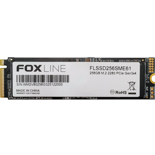 Твердотельный накопитель/ Foxline SSD ME, 256GB, M.2(22x80mm), NVMe, PCIe 3.0 x4, 3D TLC, R/W 1500/1100MB/s (2 года)