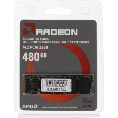 Твердотельный накопитель AMD PCIe 3.0 x4 480GB R3MP30480G8 Radeon M.2 2280