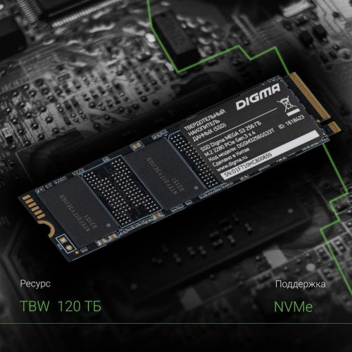 Твердотельный накопитель Digma PCIe 3.0 x4 256GB DGSM3256GS33T Mega S3 M.2 2280 [DGSM3256GS33T]