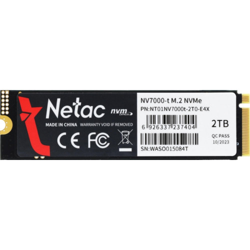 Твердотельный накопитель Netac PCIe 4.0 x4 2TB NT01NV7000t-2T0-E4X NV7000-t M.2 2280 [NT01NV7000T-2T0-E4X]
