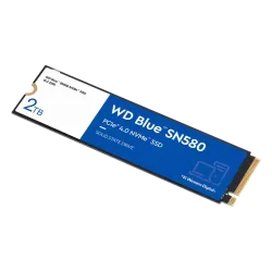 Твердотельный накопитель/ WD SSD Blue SN580 NVMe, 2000GB, M.2(22x80mm), NVMe, PCIe 3.0 x4, 3D TLC, R/W 3500/3500MB/s, IOPs 600 000/600 000, TBW 900, DWPD 0.2 (12 мес.)