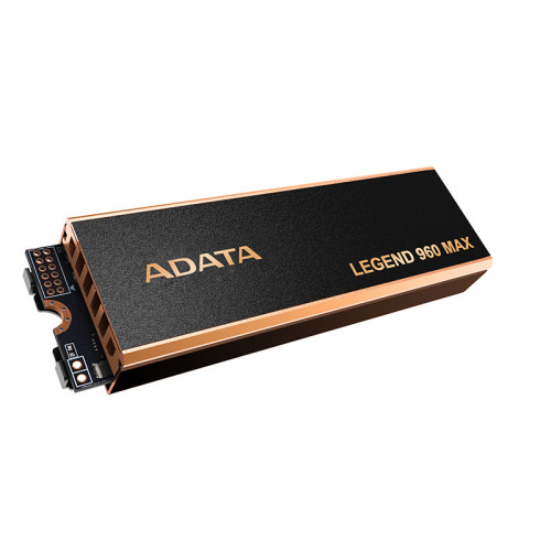 Твердотельный накопитель/ ADATA SSD LEGEND 960 MAX, 1000GB, M.2(22x80mm), NVMe 1.4, PCIe 4.0 x4, 3D NAND, R/W 7400/6000MB/s, IOPs 730 000/610 000, DRAM buffer 1000MB, TBW 780, DWPD 0.43, with BIG Heat Spreader (5 лет)