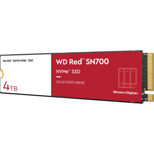 Твердотельные накопители/ WD SSD Red SN700 NVMe for NAS, 4.0TB, M.2(22x80mm), NVMe, PCIe 3.0 x4, R/W 3400/3100MB/s, IOPs 550 000/520 000, TBW 5100, DWPD 1 (12 мес.)