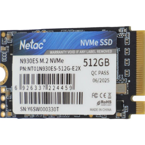 Твердотельный накопитель Netac PCIe 3.0 x2 512GB NT01N930ES-512G-E2X N930ES M.2 2242 [NT01N930ES-512G-E2X]