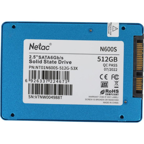 Твердотельный накопитель Netac SATA-III 512GB NT01N600S-512G-S3X N600S 2.5