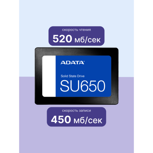 Твердотельный накопитель/ ADATA SSD Ultimate SU650, 512GB, 2.5 Твердотельный накопитель/ ADATA SSD Ultimate SU650, 512GB, 2.5