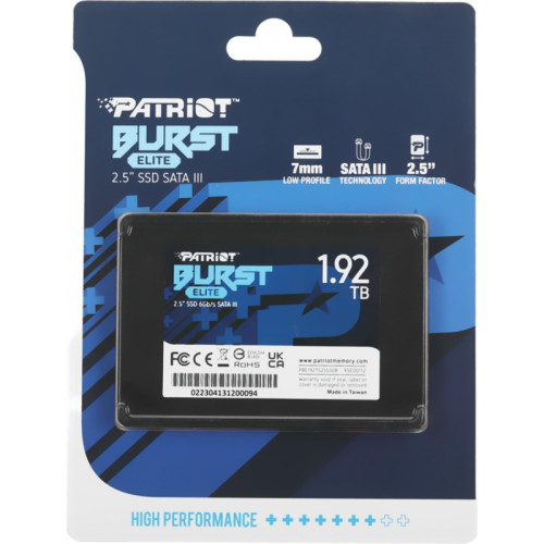Твердотельный накопитель Patriot SATA-III 1.92TB PBE192TS25SSDR Burst Elite 2.5 Твердотельный накопитель Patriot SATA-III 1.92TB PBE192TS25SSDR Burst Elite 2.5