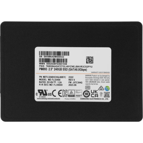 Накопитель SSD Samsung SATA-III 240GB MZ7L3240HCHQ-00B7C PM893 2.5