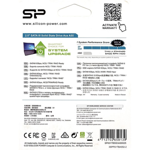 Твердотельный накопитель Silicon Power SATA-III 1TB SP001TBSS3A55S25 Ace A55 2.5