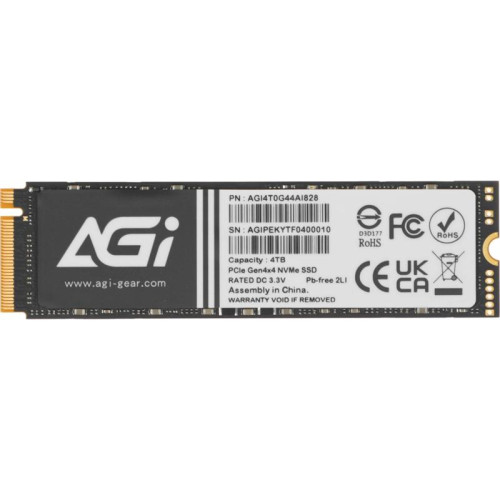 Накопитель SSD AGi PCIe 4.0 x4 4TB AGI4T0G44AI828-CB AI828 M.2 2280