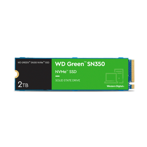 Твердотельный накопитель WD SSD Green SN350 NVMe, 2.0TB, M.2(22x80mm), NVMe, PCIe 3.0 x4, QLC, R/W 3200/3000MB/s, IOPs 500 000/450 000, TBW 100, DWPD 0.1 (12 мес.) Твердотельный накопитель WD SSD Green SN350 NVMe, 2.0TB, M.2(22x80mm), NVMe, PCIe 3.0 x4, QLC, R/W 3200/3000MB/s, IOPs 500 000/450 000, TBW 100, DWPD 0.1 (12 мес.)