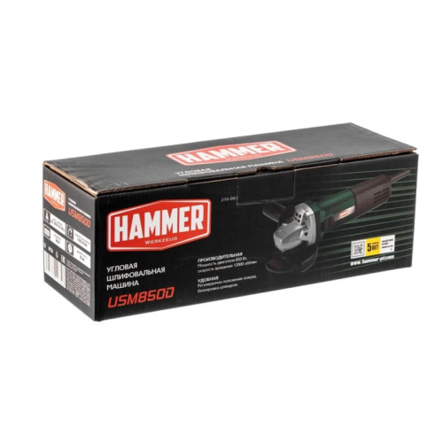 Углошлифовальная машина Hammer USM850D 850Вт 12000об/мин рез.шпин.:M14 d=125мм (839603)