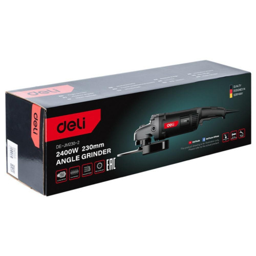 Угловая шлифмашина сетевая Deli DE-JM230-2E (2400Вт, 230мм, 6400об/мин, картон)