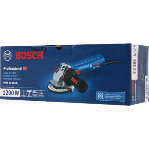 Углошлифовальная машина Bosch GWS 12-125 S 1200Вт 11000об/мин рез.шпин.:M14 d=125мм (06013A6020) Углошлифовальная машина Bosch GWS 12-125 S 1200Вт 11000об/мин рез.шпин.:M14 d=125мм (06013A6020)