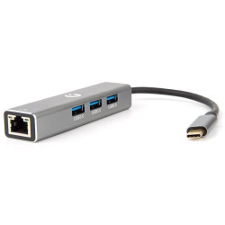 Кабель-концентратор/ Кабель-концентратор USB 3.1 Type-Cm --> RJ-45+3port USB3.0(f)  Aluminum Shell VCOM <DH311A>