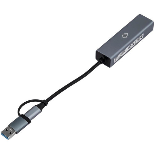 Разветвитель USB-C + USB-A Digma DHUB-LAN-4port 4порт. серебристый Разветвитель USB-C + USB-A Digma DHUB-LAN-4port 4порт. серебристый