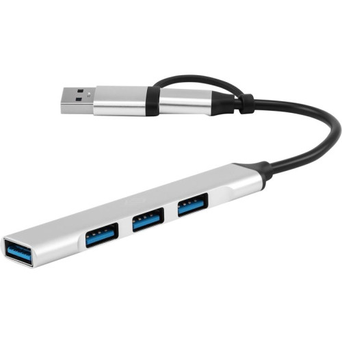 Разветвитель USB-C + USB-A Digma DHUB-4USB-AC-2.0 4порт. серебристый