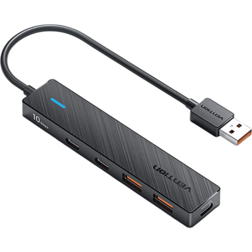 Концентратор Vention USB 3.2 Gen 2 AM/ 2хUSB-C/ 2хUSB-A Черный - 0.15м.