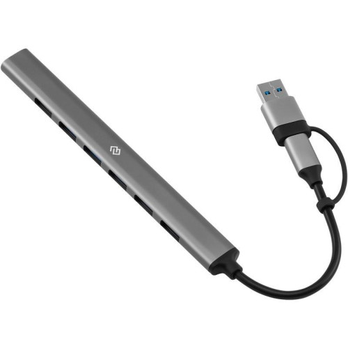 Разветвитель USB-C + USB-A Digma DHUB-7USB-AC-2.0 7порт. серебристый