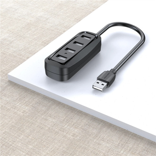 Концентратор Vention USB 2.0 на 4 порта Черный - 1м.