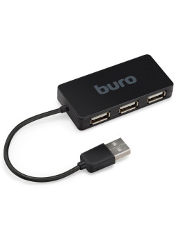 Разветвитель USB 2.0 Buro BU-HUB4-U2.0-Slim 4порт. черный