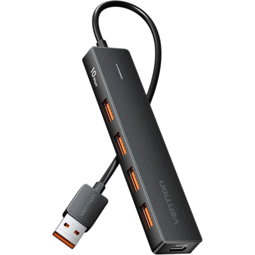 Концентратор Vention USB 3.2 Gen 2 на 4 порта Черный - 0.15м.