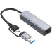Разветвитель USB-C + USB-A Digma DHUB-LAN-4port 4порт. серебристый Разветвитель USB-C + USB-A Digma DHUB-LAN-4port 4порт. серебристый