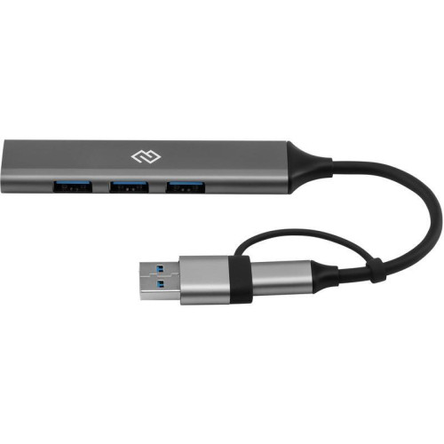 Разветвитель USB-C + USB-A Digma DHUB-4USB-AC-3.0 4порт. серебристый