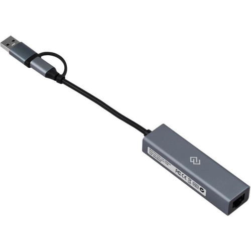 Разветвитель USB-C + USB-A Digma DHUB-LAN-4port 4порт. серебристый Разветвитель USB-C + USB-A Digma DHUB-LAN-4port 4порт. серебристый