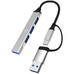Разветвитель USB-C + USB-A Digma DHUB-4USB-AC-2.0 4порт. серебристый