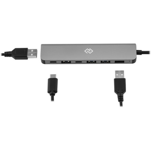 Разветвитель USB-C + USB-A Digma DHUB-7USB-AC 7порт. серебристый