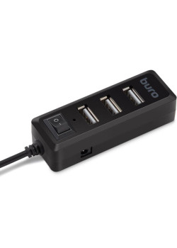 Разветвитель USB 2.0 Buro BU-HUB4-0.5L-U2.0 4порт. черный
