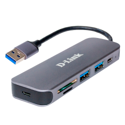 Концентратор DUB-1325 USB3.0 Hub, 2xUSB3.0 + USB-C, SD/microSD Card Reader