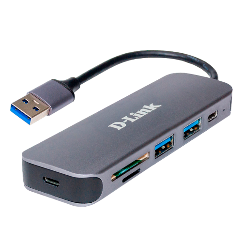 Концентратор DUB-1325 USB3.0 Hub, 2xUSB3.0 + USB-C, SD/microSD Card Reader