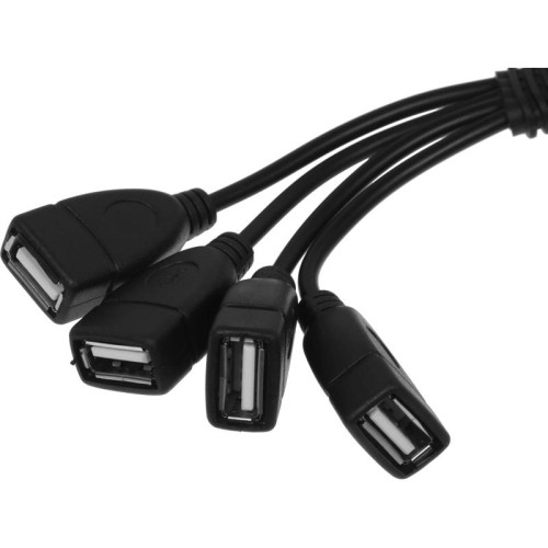 Разветвитель USB 2.0 Buro BU-HUB4-0.3-U2.0-Splitter 4порт. черный
