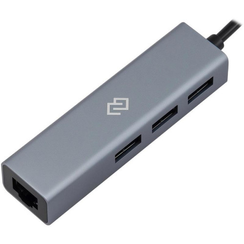 Разветвитель USB-C + USB-A Digma DHUB-LAN-4port 4порт. серебристый Разветвитель USB-C + USB-A Digma DHUB-LAN-4port 4порт. серебристый
