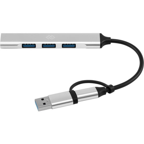 Разветвитель USB-C + USB-A Digma DHUB-4USB-AC-2.0 4порт. серебристый