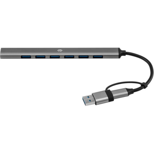 Разветвитель USB-C + USB-A Digma DHUB-7USB-AC-2.0 7порт. серебристый