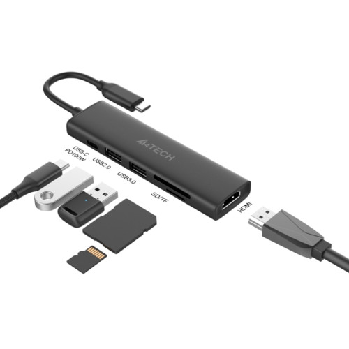 Разветвитель USB-C A4Tech DST-60C 2порт. серый Разветвитель USB-C A4Tech DST-60C 2порт. серый