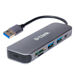 Концентратор/ DUB-1325 USB3.0 Hub, 2xUSB3.0 + USB-C, SD/microSD Card Reader