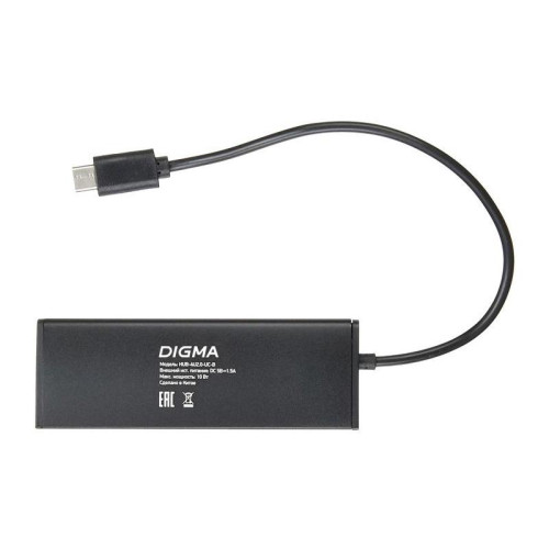 Разветвитель USB-C Digma HUB-4U2.0-UC-B 4порт. черный